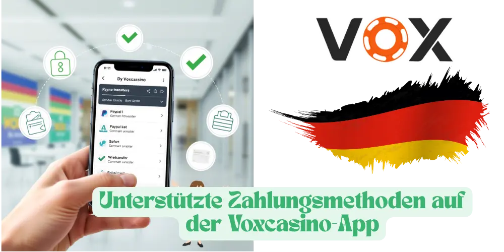Unterstützte Zahlungsmethoden auf der Voxcasino-App